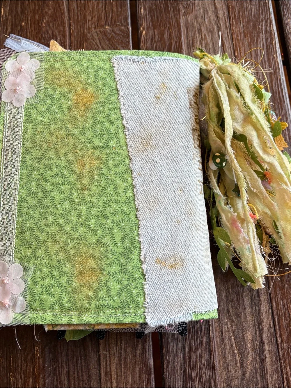 Fairy Junk Journal Gold Floral Denim Boho Grungy Decorated 3 Sig Softcover